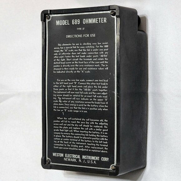 Weston 689 Type 1-f Ohmmeter Electrical Tester Vintage Art Deco Style‎ Collector - Picture 7 of 8